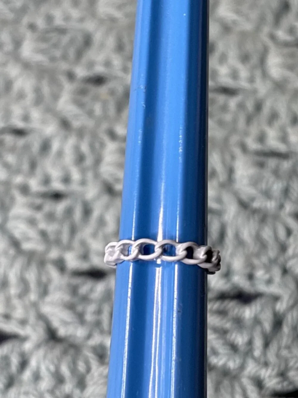 Light Blue Enameled Chain Ring Size 5.25